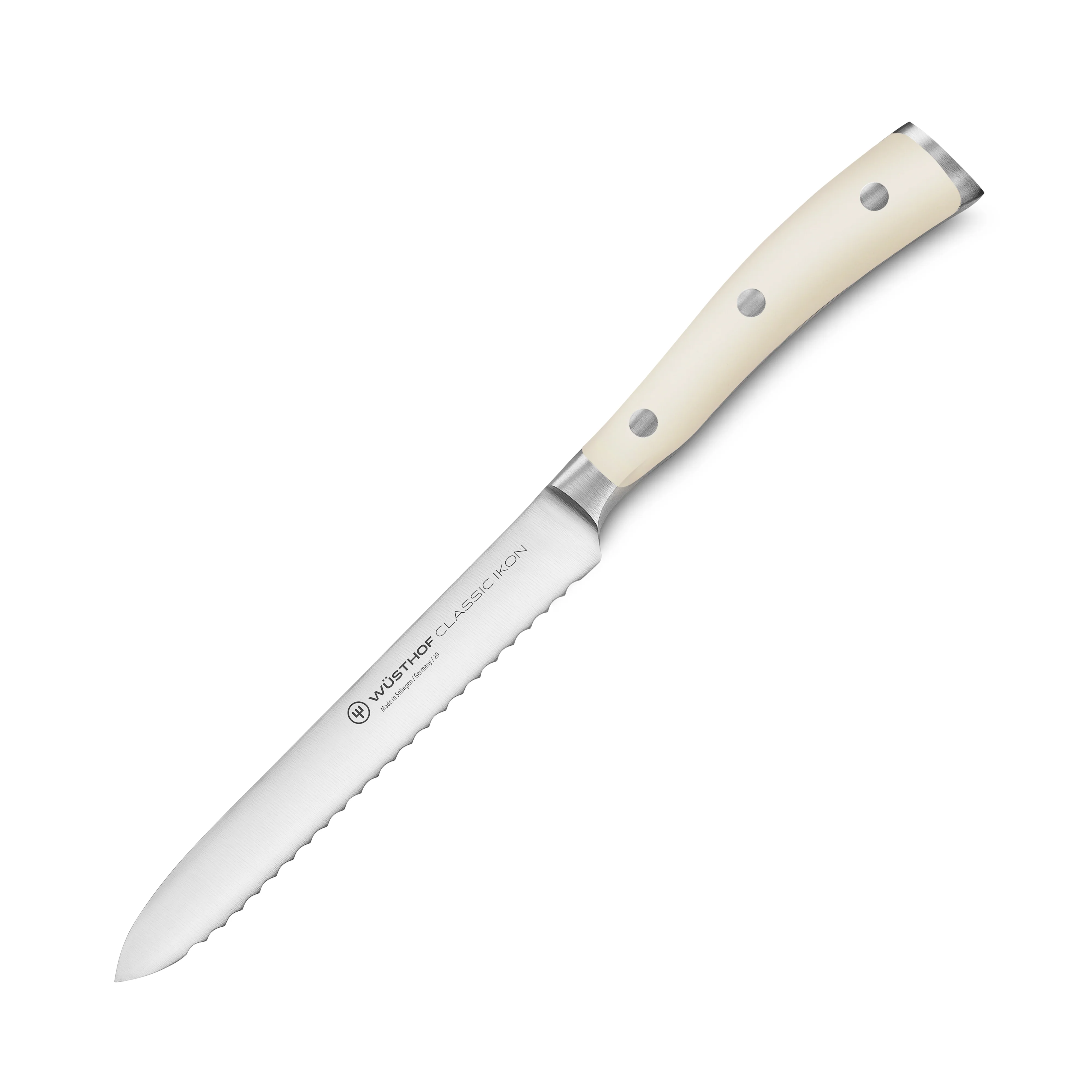 Wusthof Classic Ikon Creme 5" Serrated Utility Knife - Image 4
