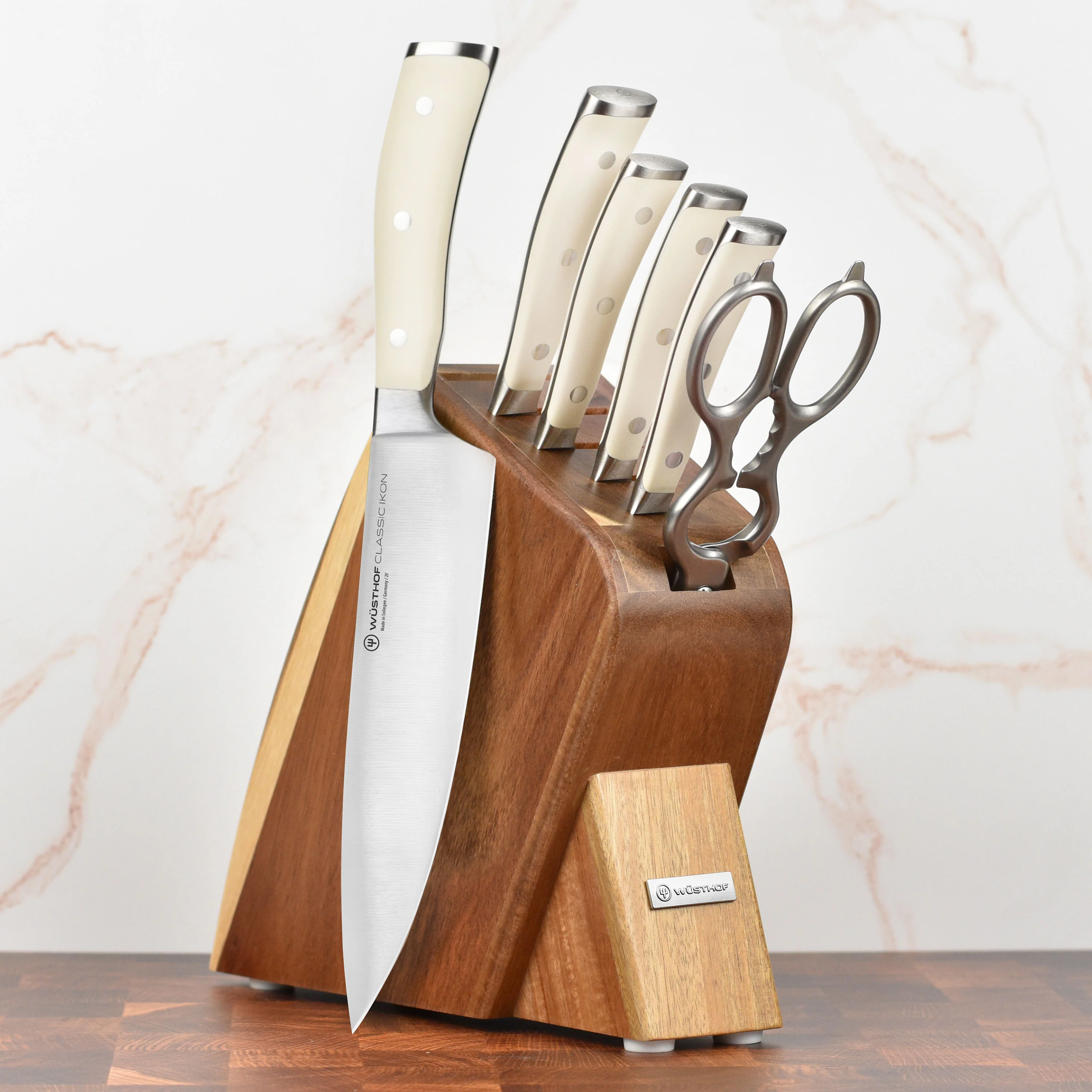 Wusthof Classic Ikon Creme 7 Piece Acacia Slim Knife Block Set - Image 2