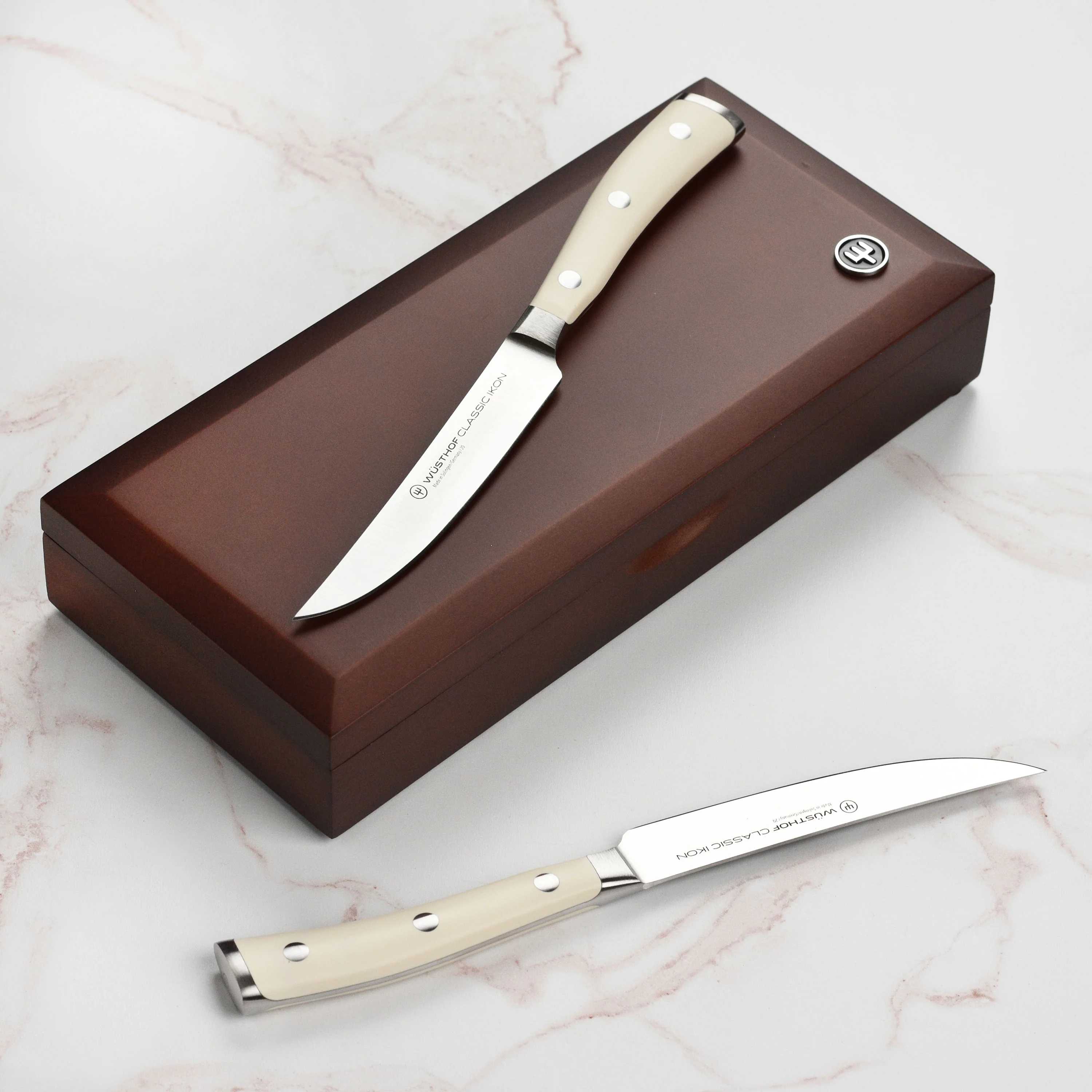 Wusthof Classic Ikon Creme 4 Piece Steak Knife Set with Wood Case - Image 3