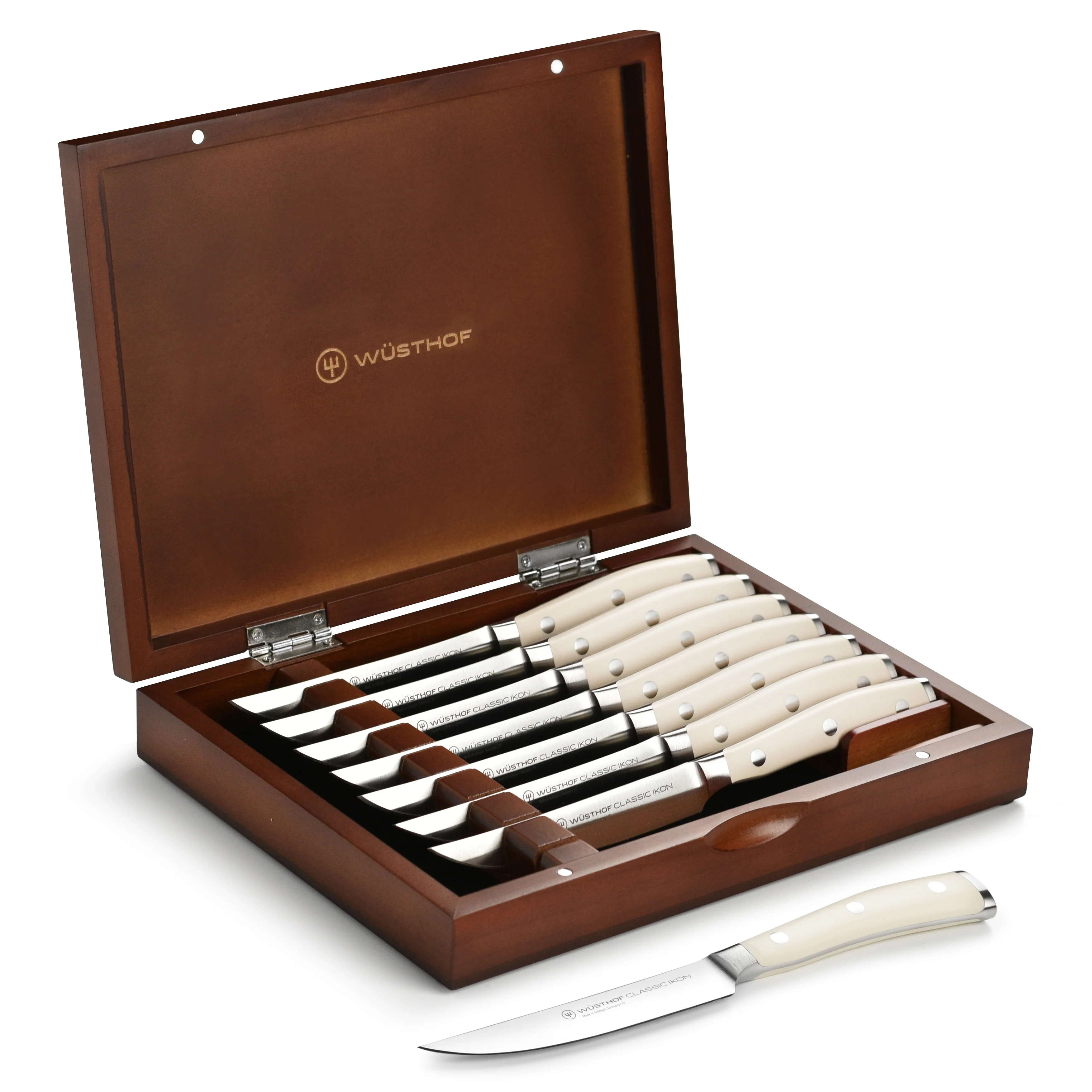 Wusthof Classic Ikon Creme 8 Piece Steak Knife Set with Wood Case - Image 7
