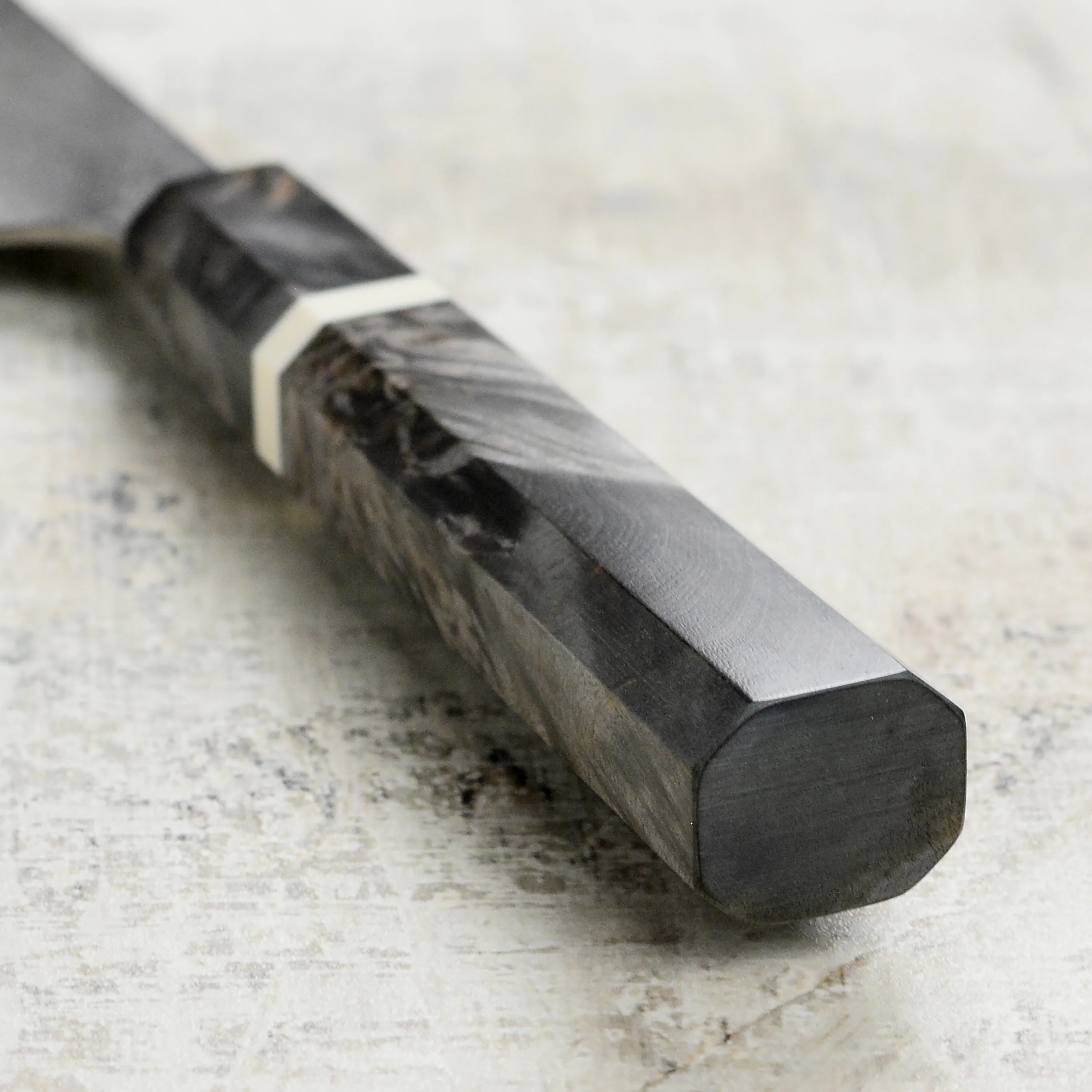 Yoshikane Shirogami #2 Nashiji Stainless Clad 8.25" Kiritsuke, Stabilized Birch - Image 2