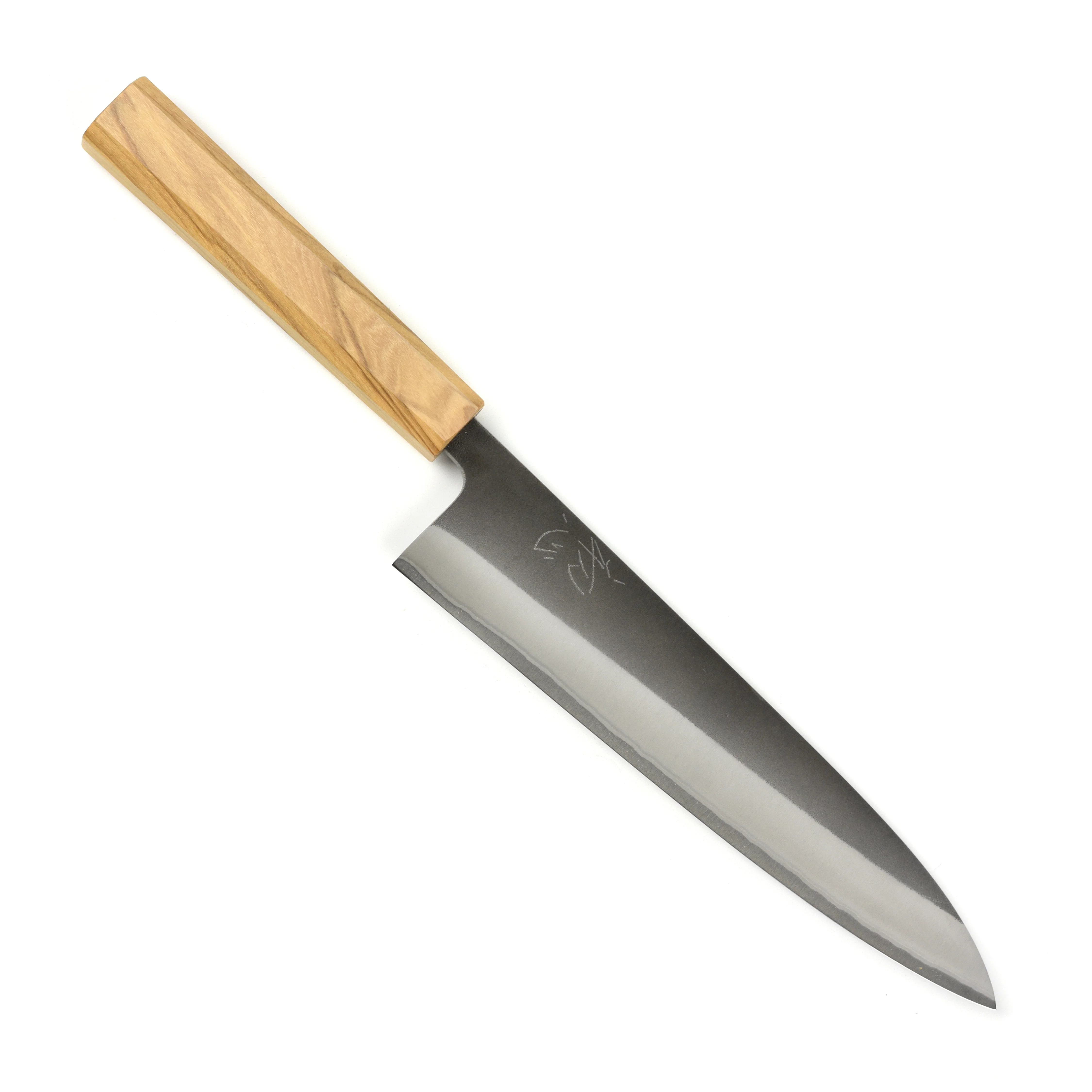 Yoshikane Shirogami #2 Kurouchi Stainless Clad 8.25" Gyuto, Olivewood - Image 9