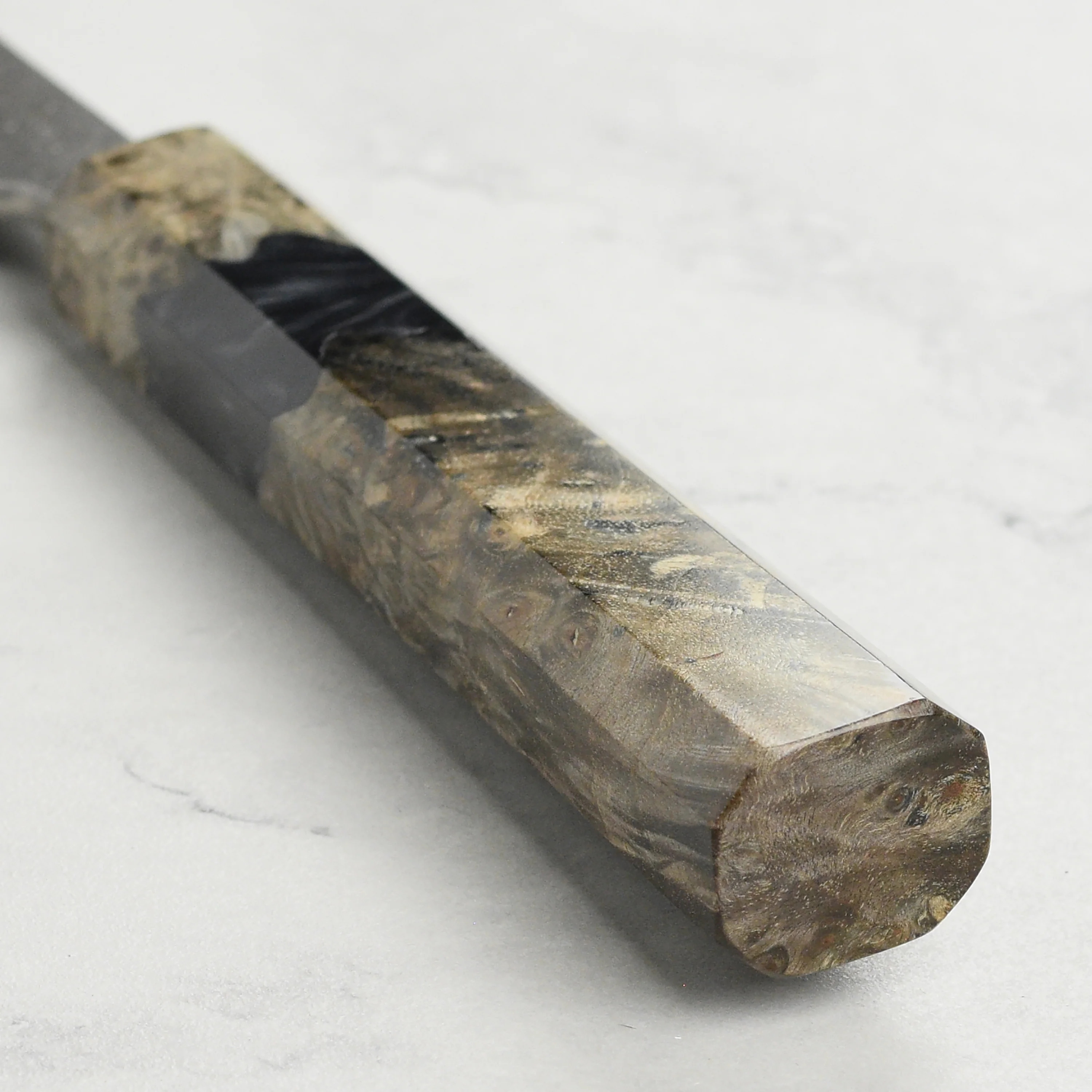Yoshikane Shirogami #2 Kurouchi Stainless Clad 5.9" Honesuki, Stabilized Birch - Image 2