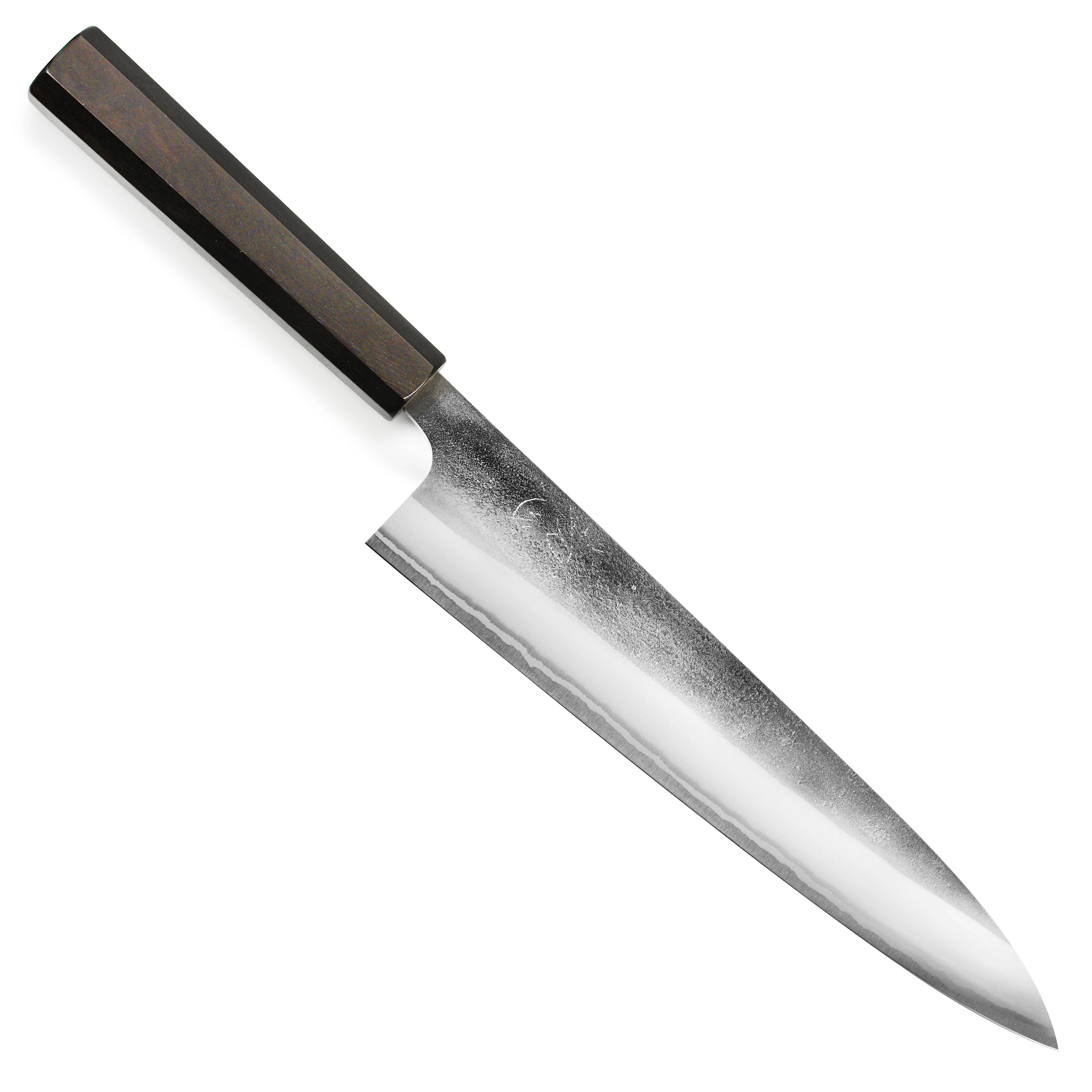 Yoshikane Shirogami #2 Nashiji Stainless Clad 9.4" Gyuto, Ebony - Image 4
