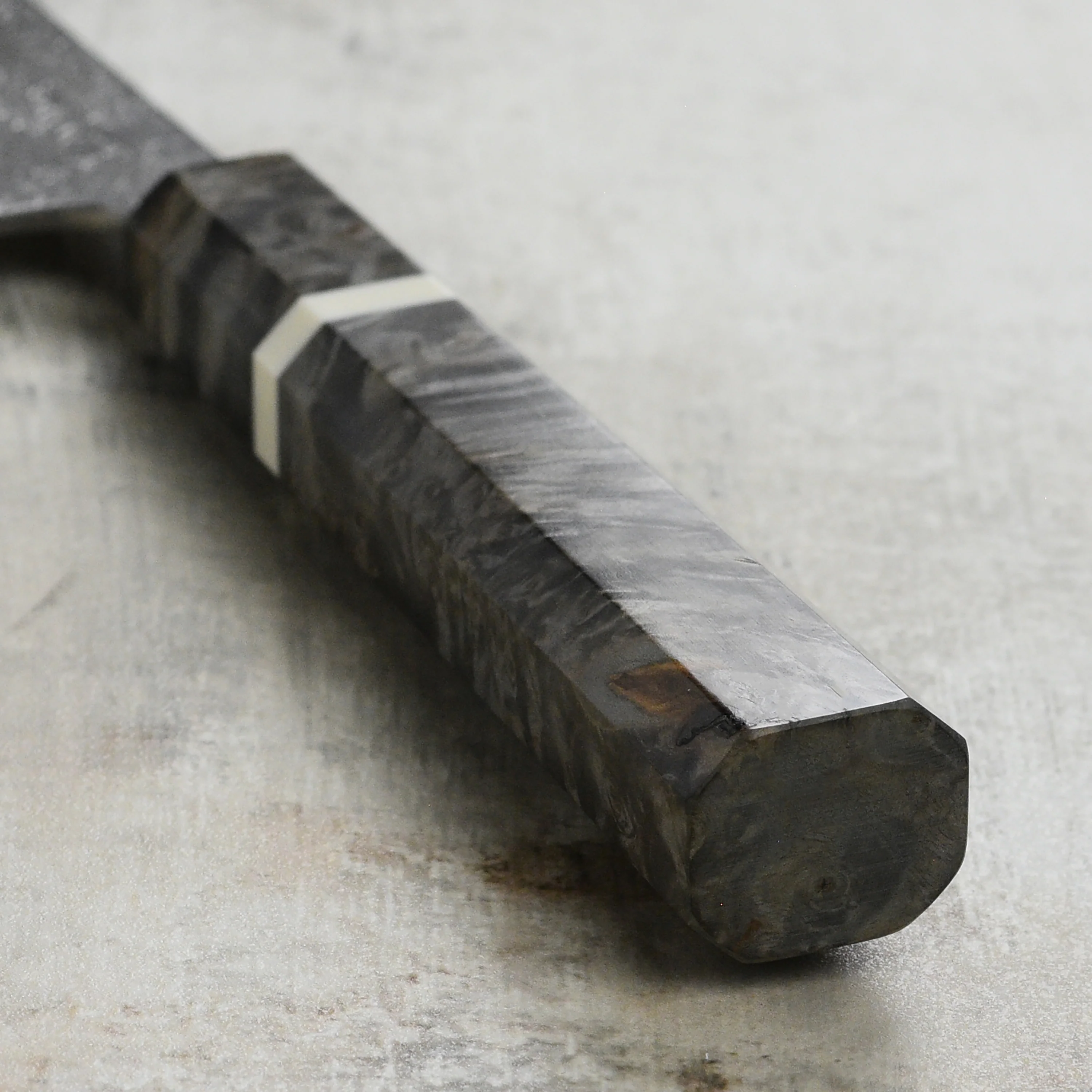 Yoshikane Shirogami #2 Nashiji Stainless Clad 8.25" Gyuto, Stabilized Birch - Image 2