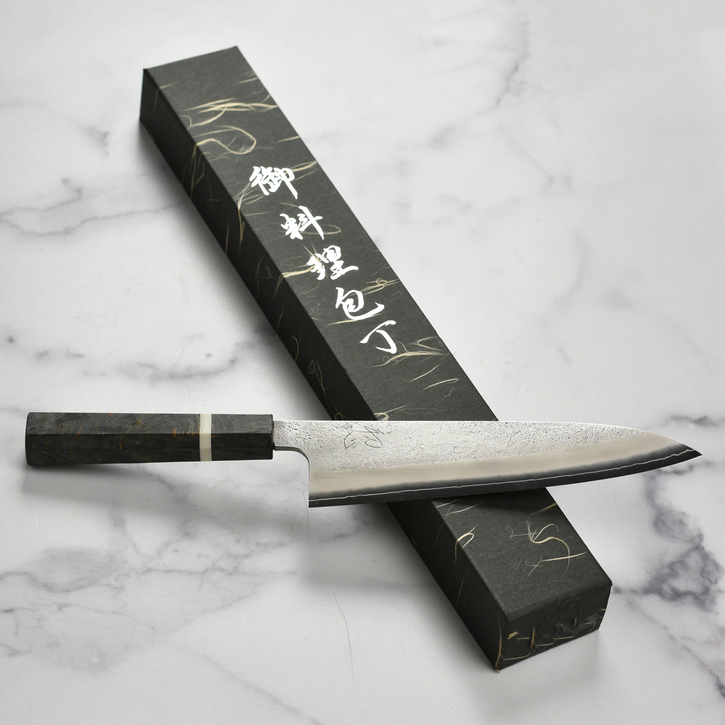 Yoshikane SKD Nashiji Stainless Clad 8.25" Gyuto, Extra Tall - Image 7