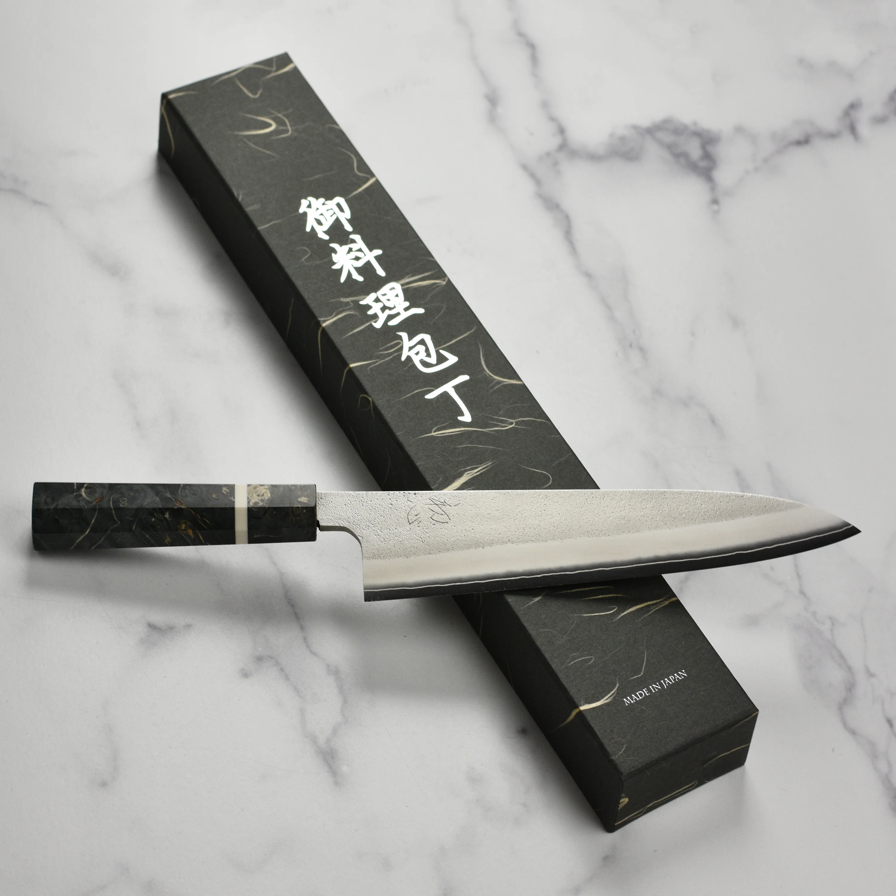 Yoshikane SKD Nashiji Stainless Clad 9.4" Gyuto, Extra Tall - Image 7