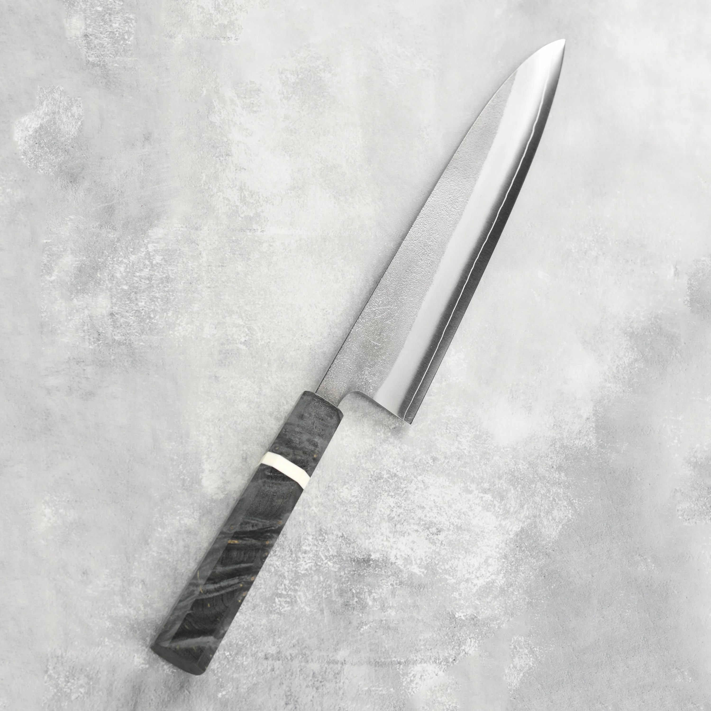 Yoshikane SKD Nashiji Stainless Clad 8.25" Gyuto, Stabilized Birch - Image 8