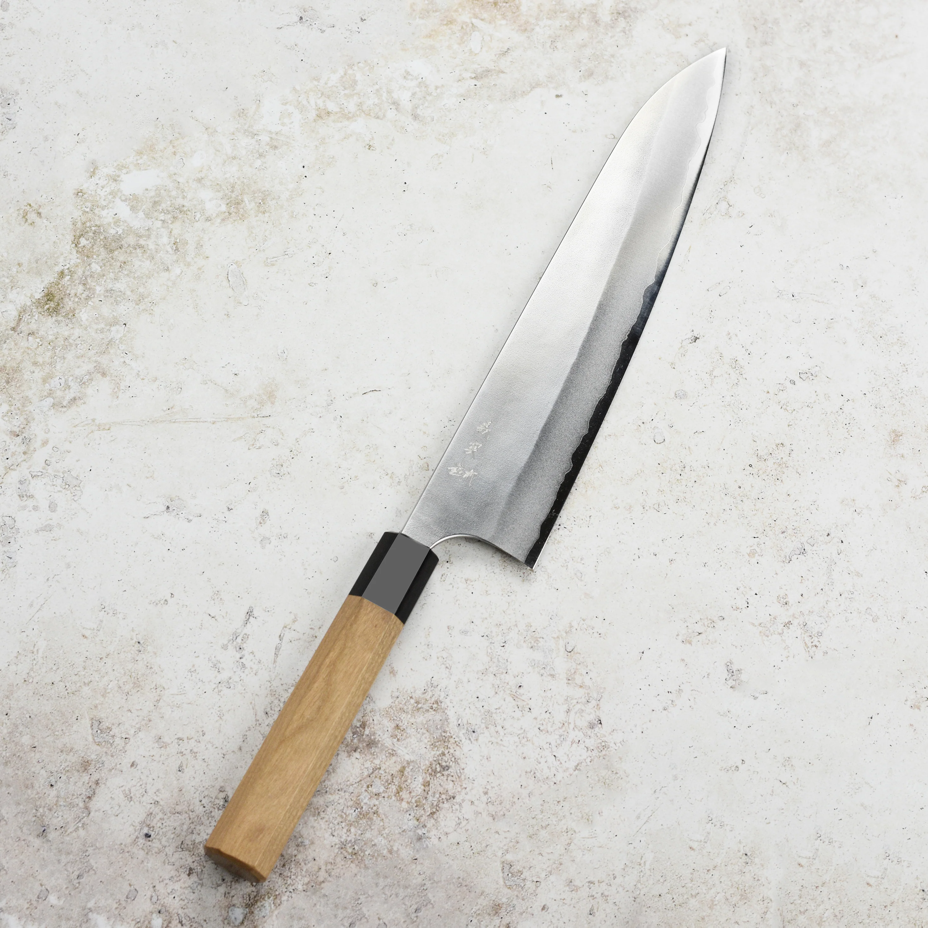 Yoshimi Kato Aogami Super Nashiji Stainless Clad 9.4" Gyuto - Image 8