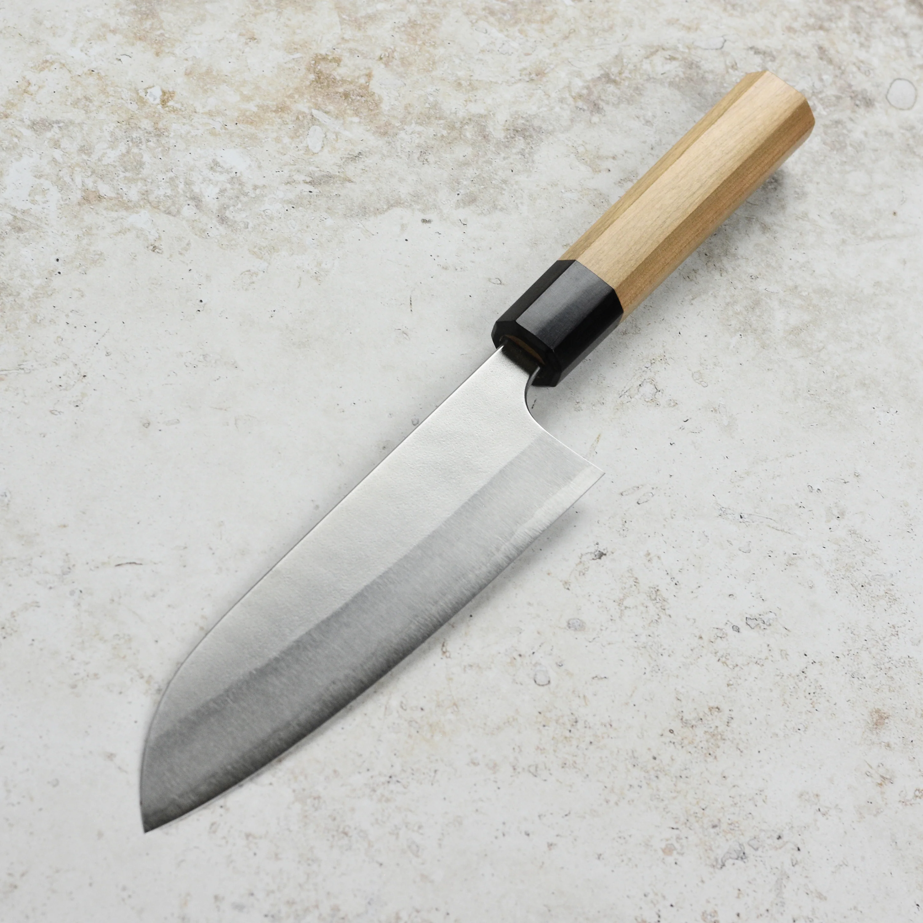 Yoshimi Kato Aogami Super Nashiji Stainless Clad 6.7" Santoku - Image 8