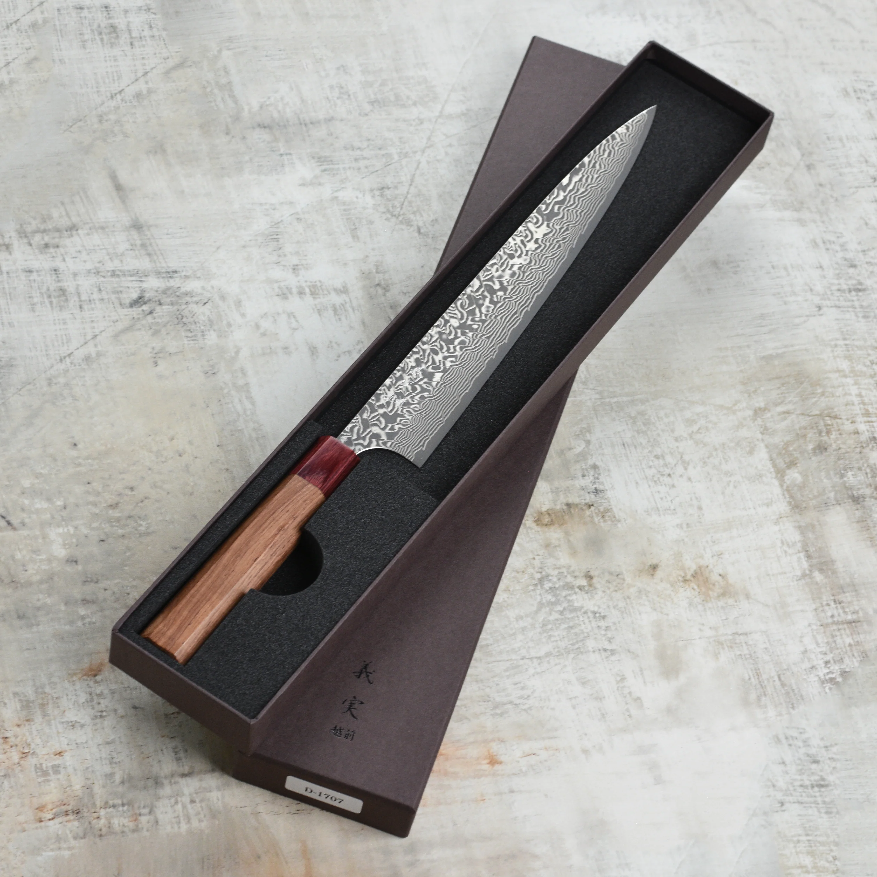 Yoshimi Kato SG2 Black Damascus 10.6" Sujihiki - Image 4