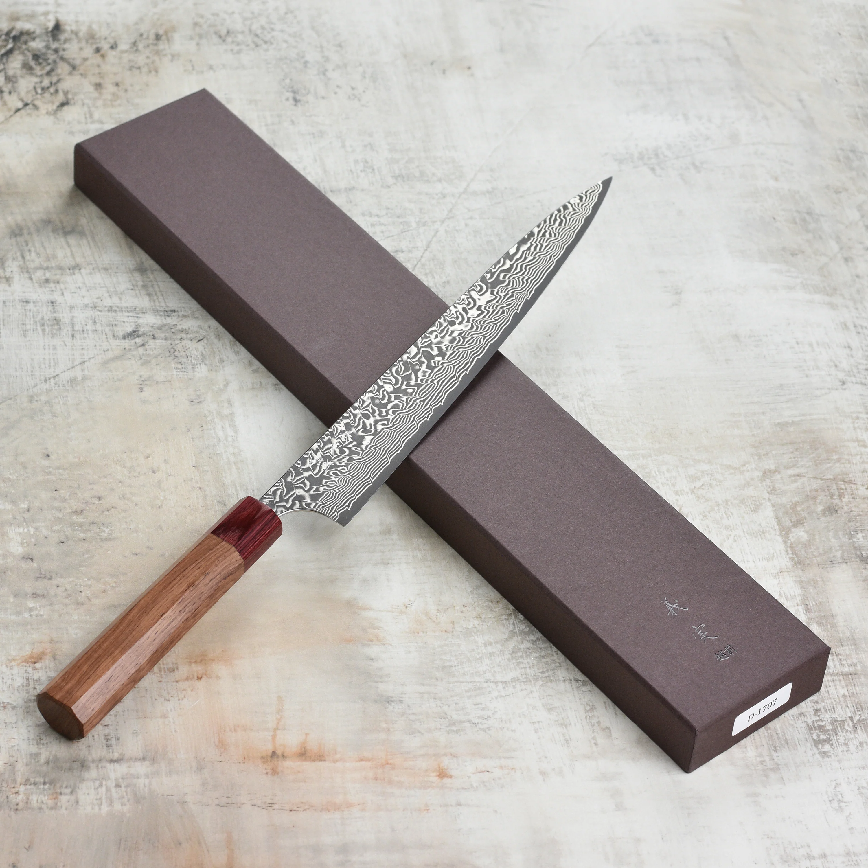 Yoshimi Kato SG2 Black Damascus 10.6" Sujihiki - Image 7