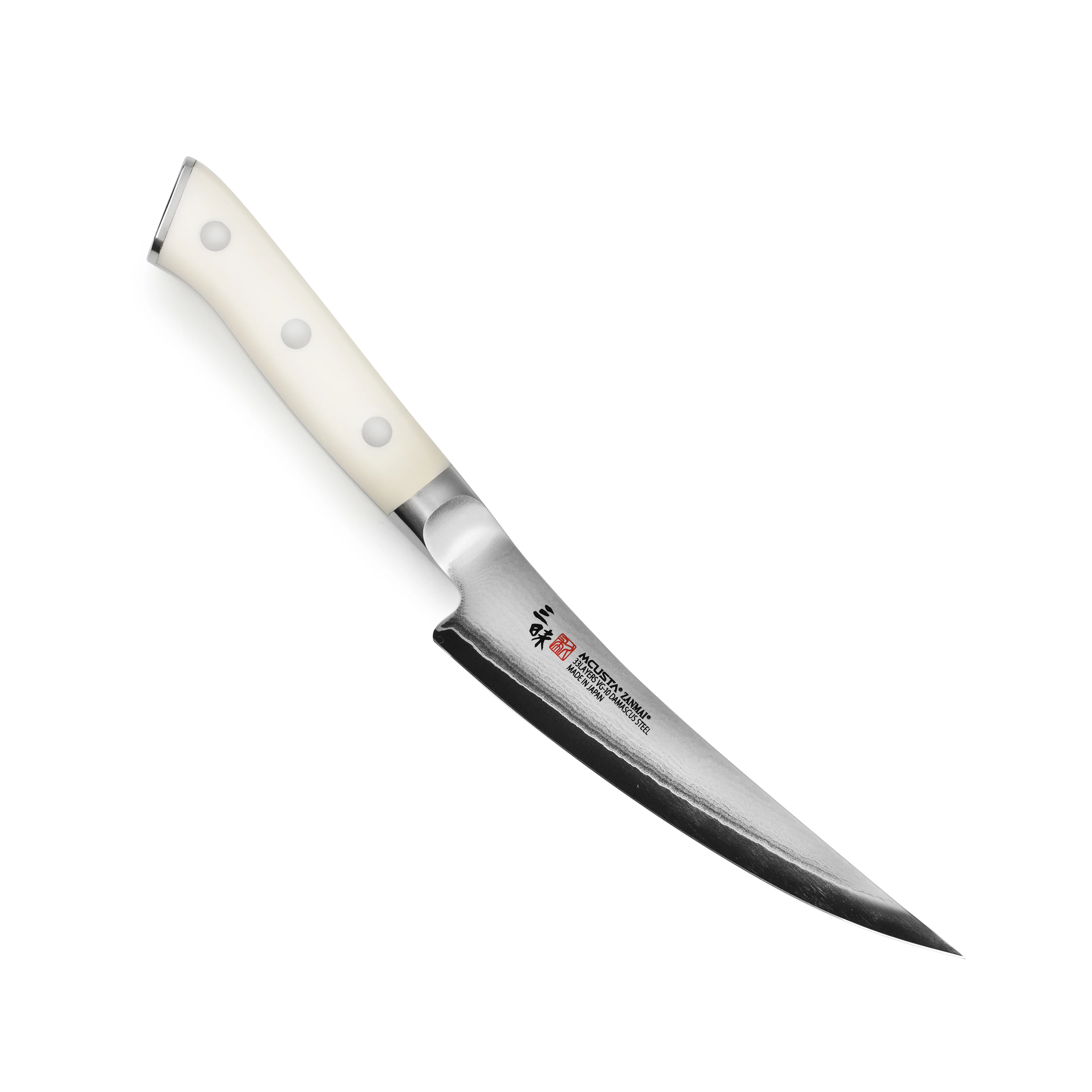 Zanmai Classic Damascus Corian 6.5" Curved Boning Knife - Image 4
