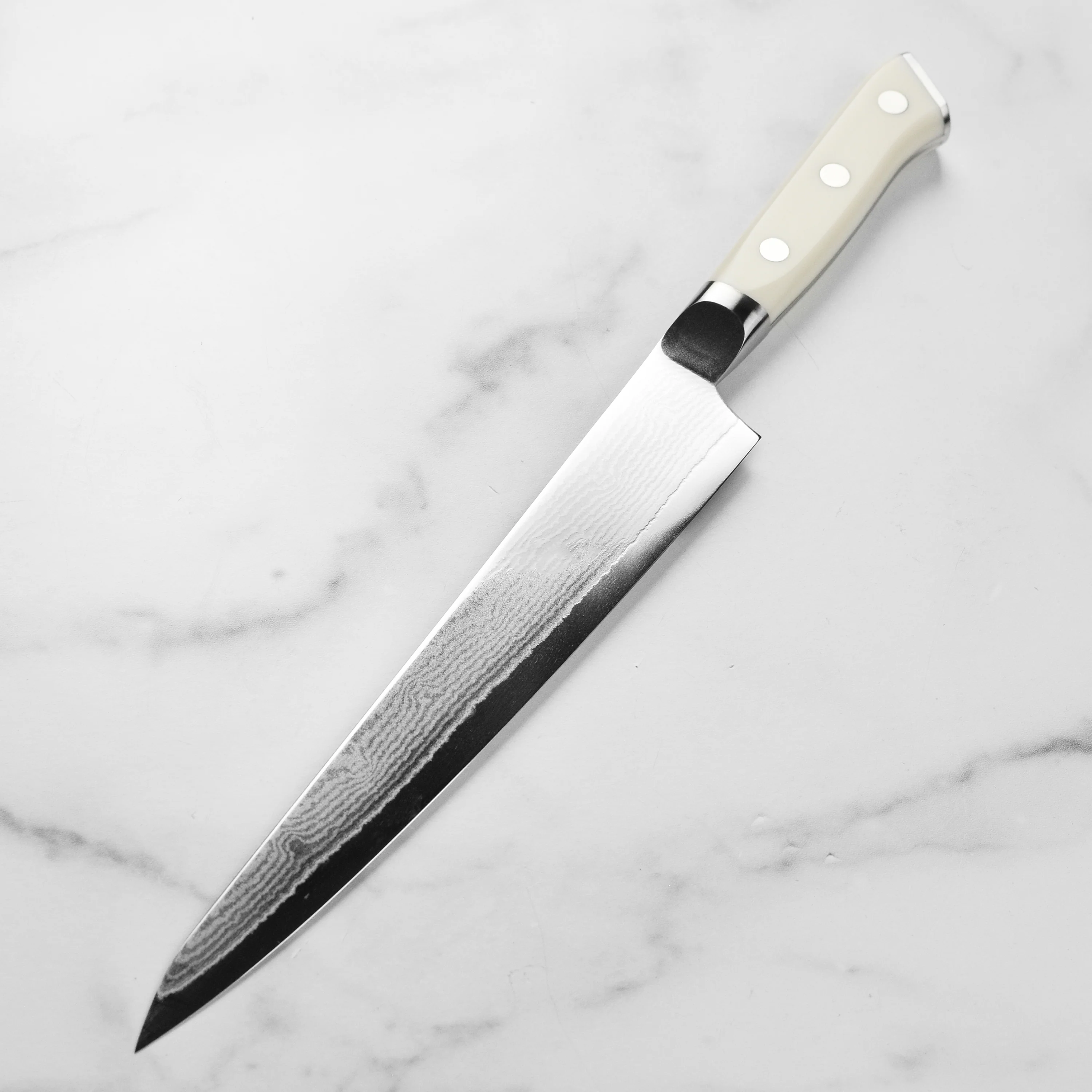 Zanmai Classic Damascus Corian 9.4" Sujihiki - Image 5