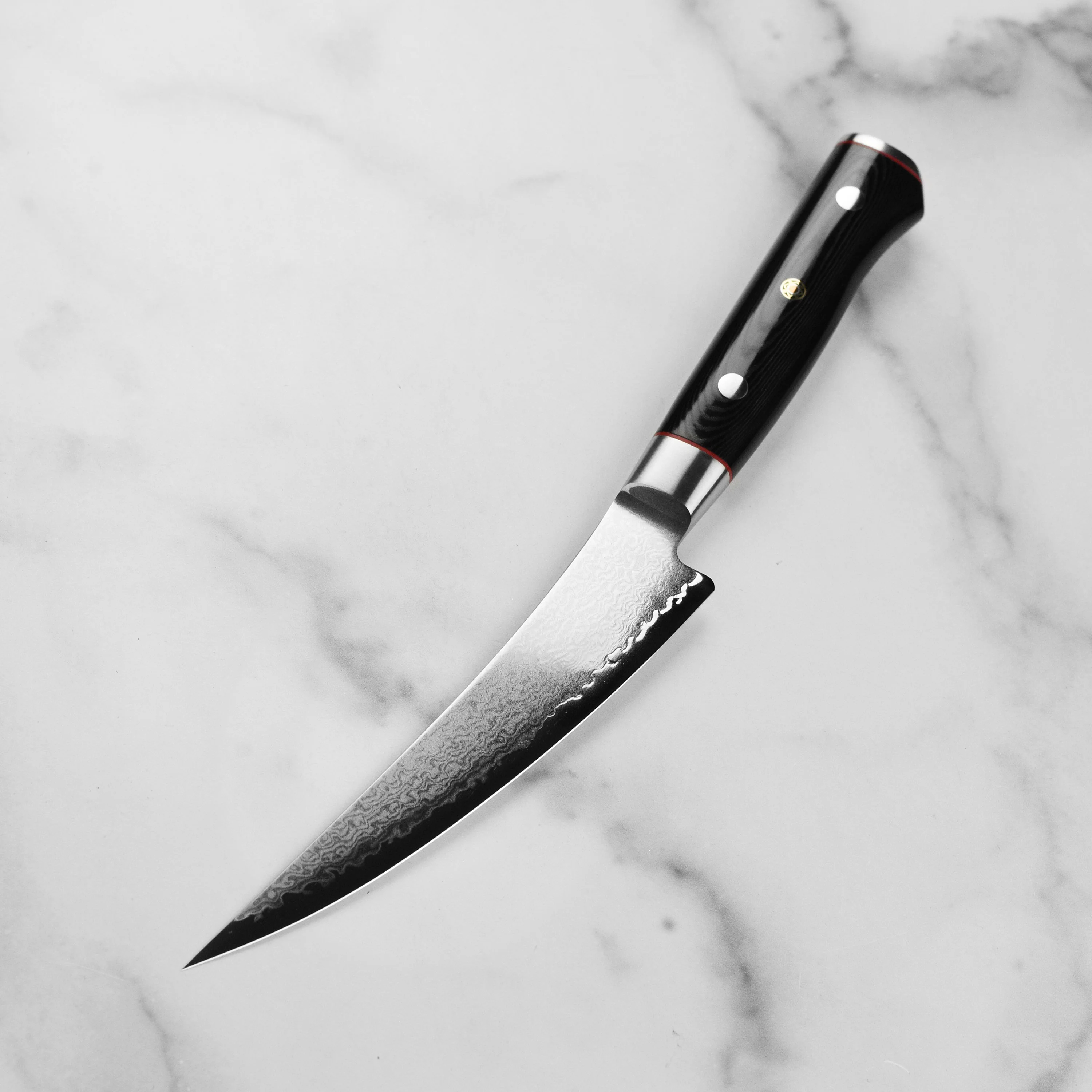 Zanmai Classic Pro Zebra Damascus 6.5" Curved Boning Knife - Image 5