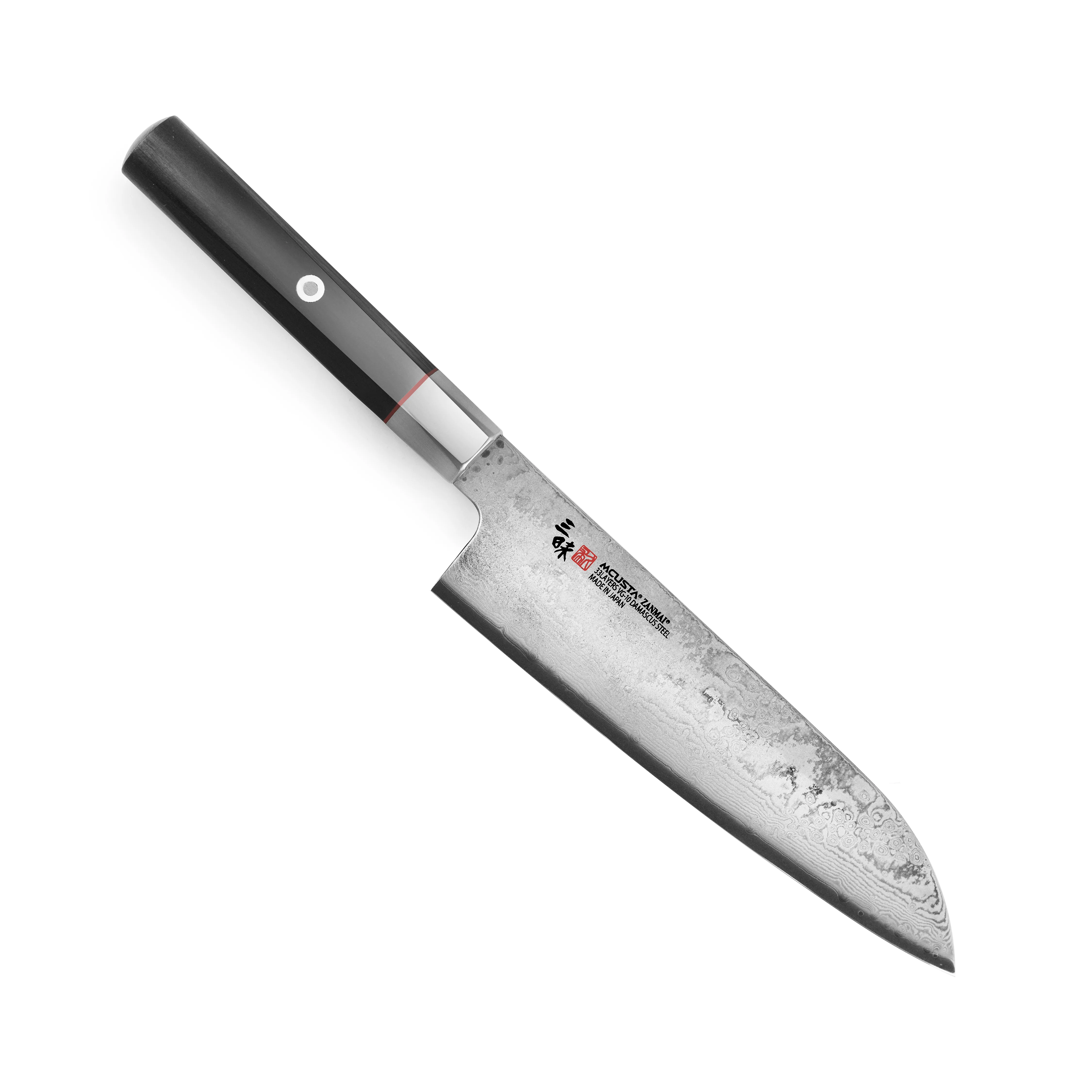 Zanmai Hybrid Damascus Splash 7" Santoku - Image 4