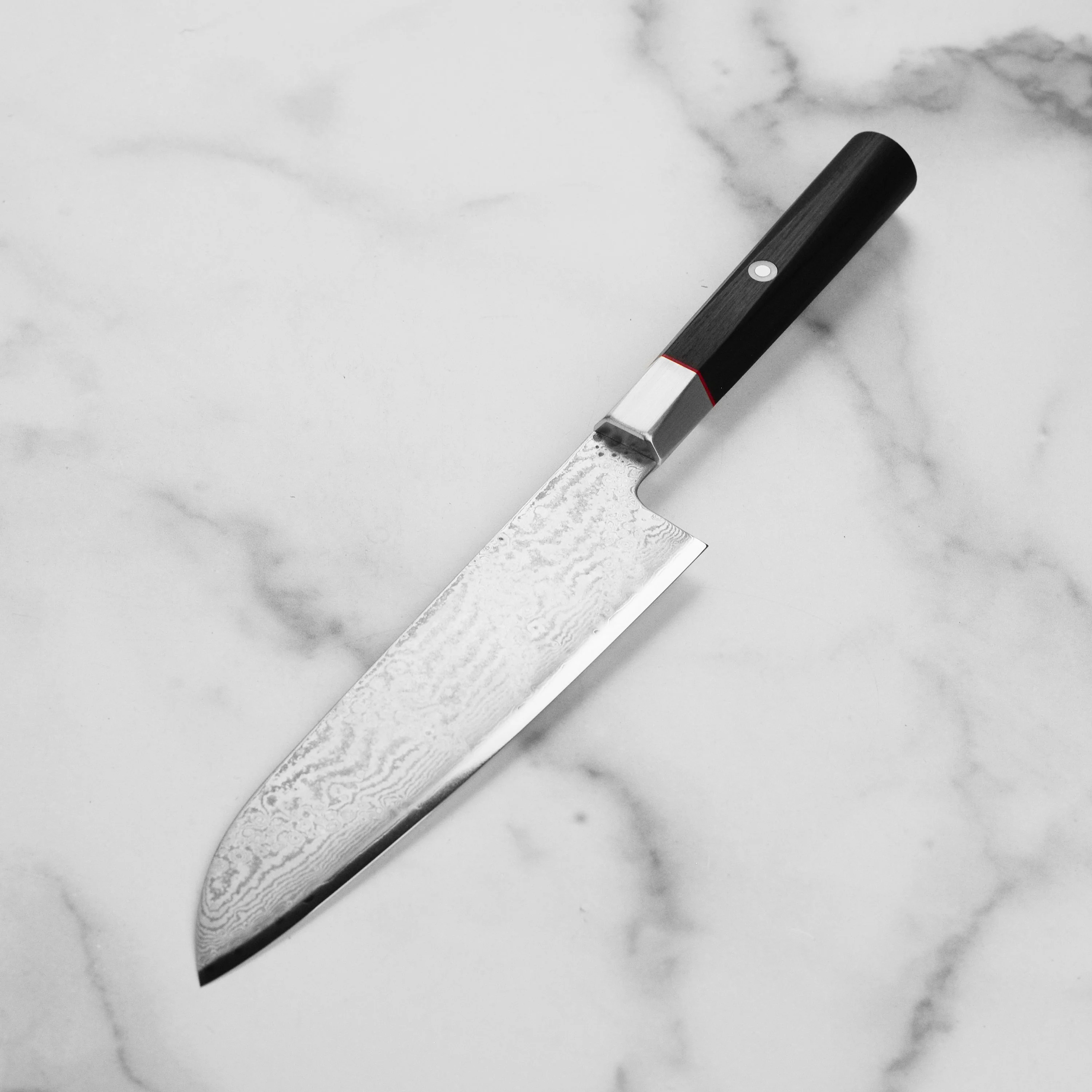 Zanmai Hybrid Damascus Splash 7" Santoku - Image 5