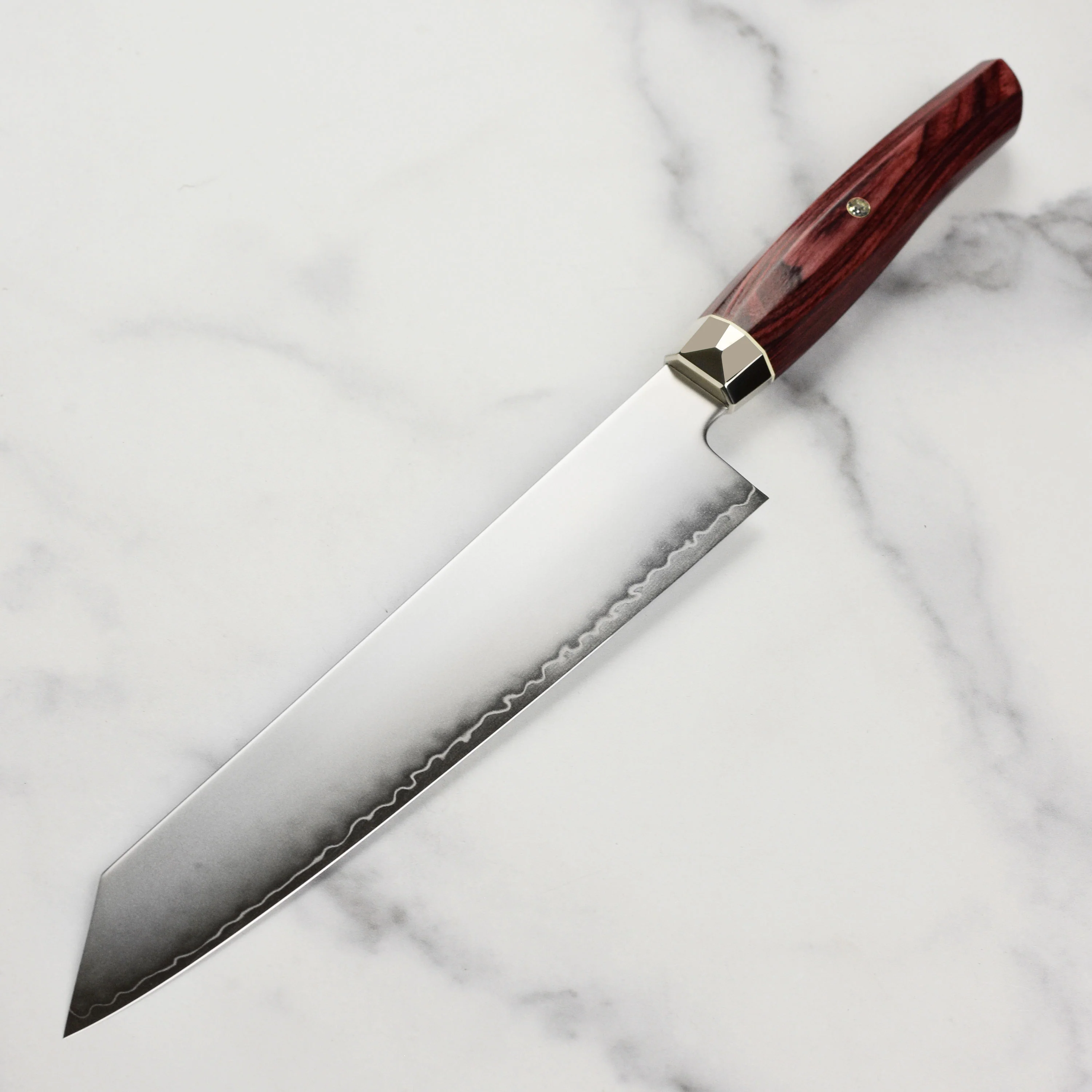 Zanmai Revolution SG2 9" Kiritsuke with Red Pakkawood Handle - Image 5