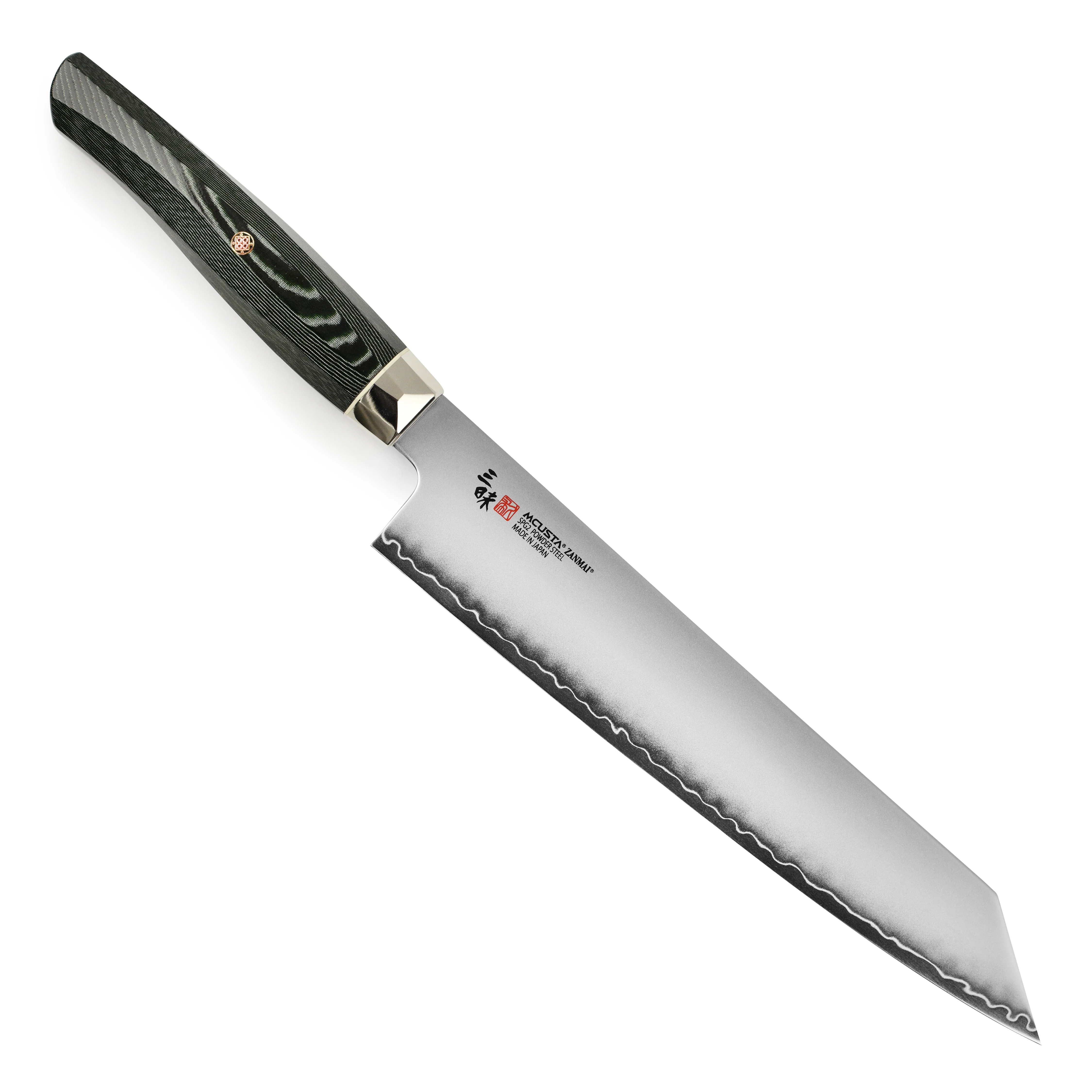Zanmai Revolution SG2 9" Kiritsuke with Green Micarta Handle - Image 4