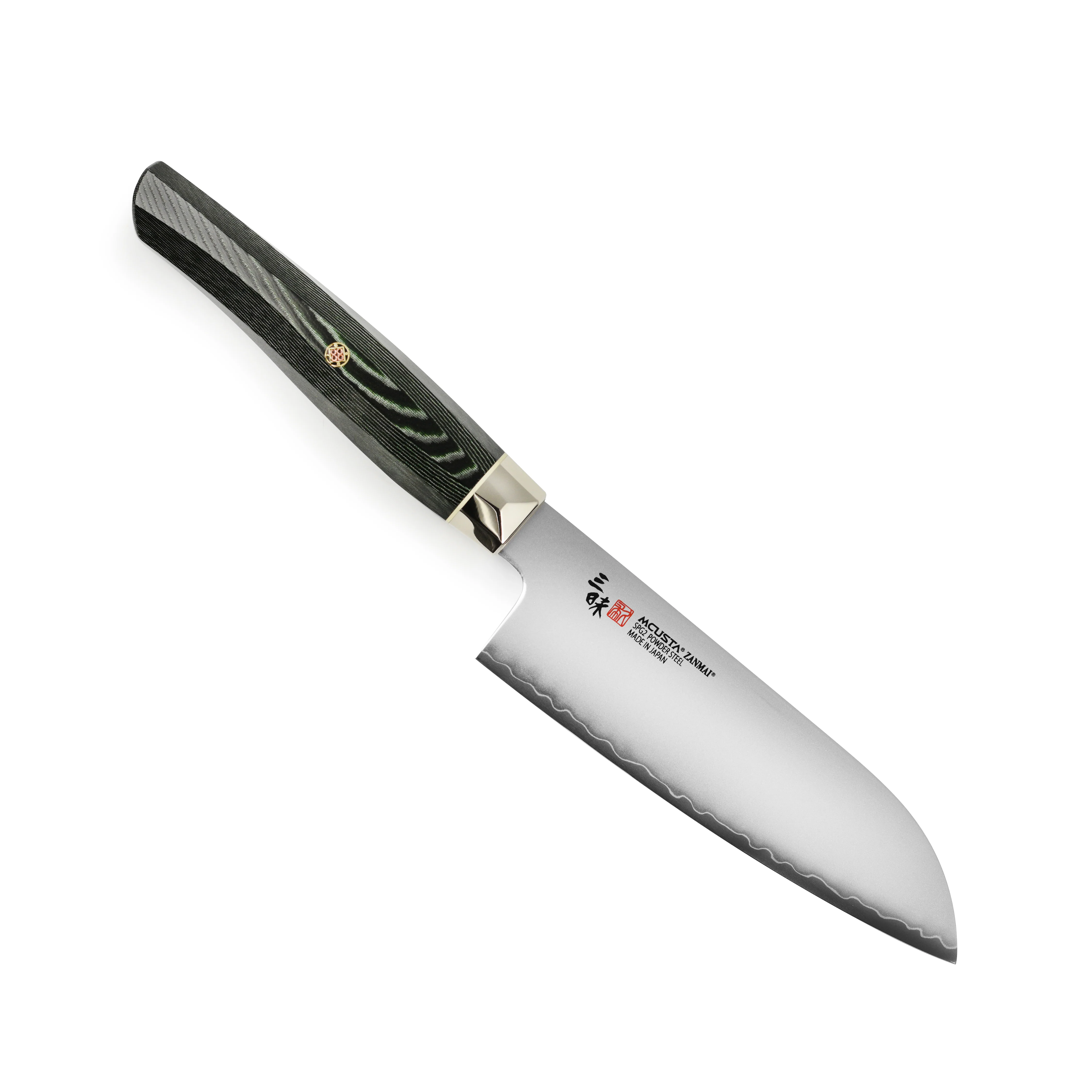 Zanmai Revolution SG2 5.9" Ko-Santoku with Green Micarta Handle - Image 4