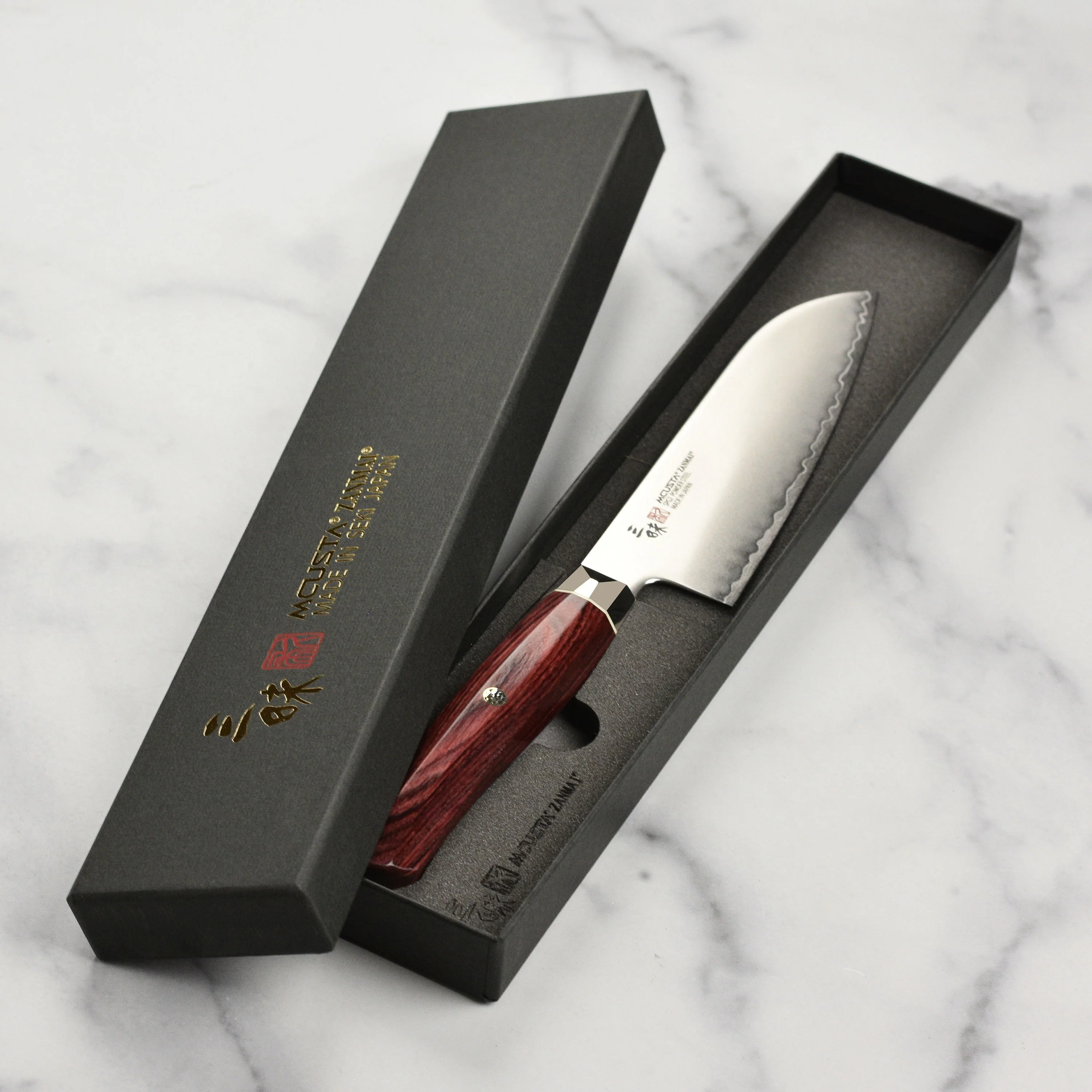 Zanmai Revolution SG2 5.9" Ko-Santoku with Red Pakkawood Handle - Image 6