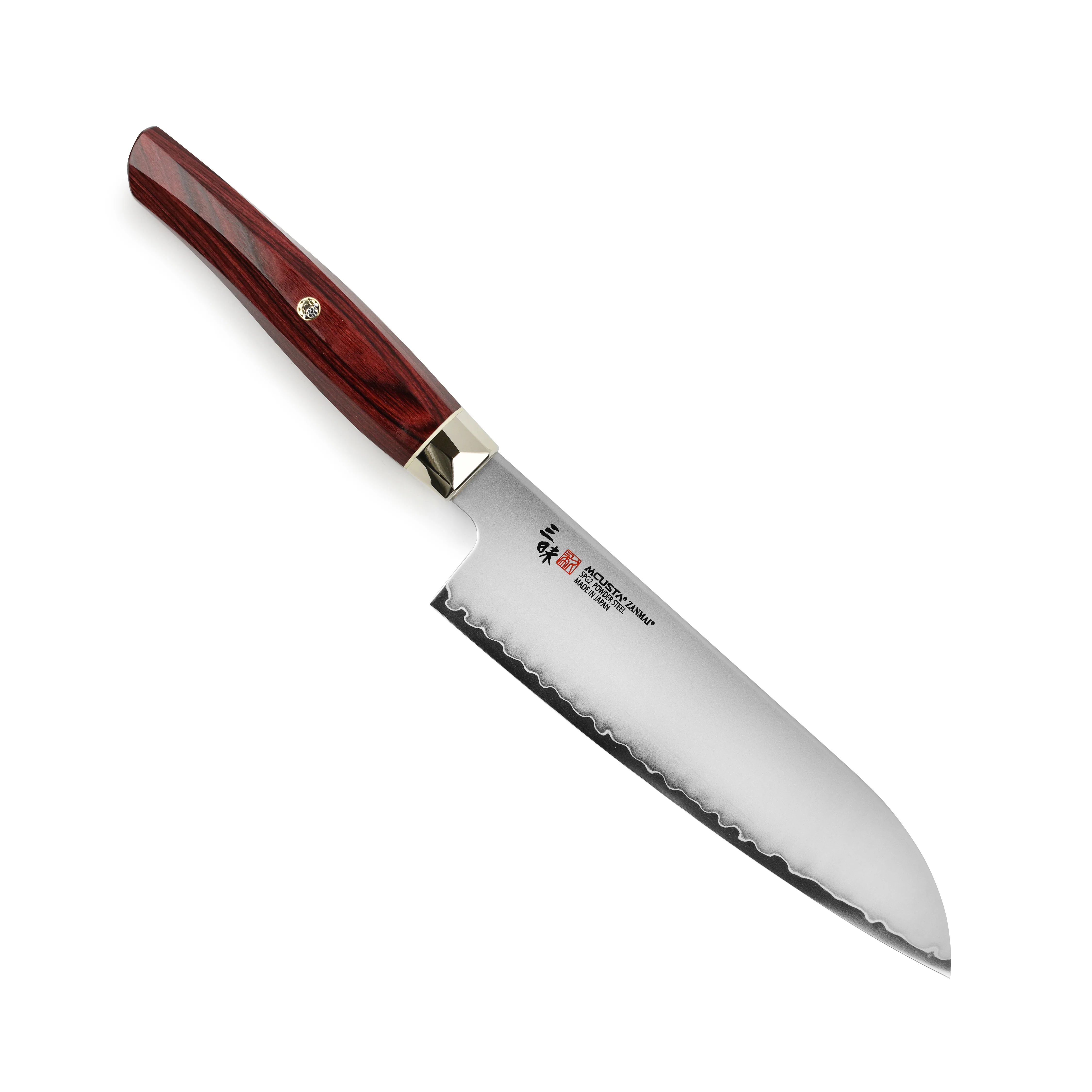 Zanmai Revolution SG2 7" Santoku Knife with Red Pakkawood Handle - Image 4