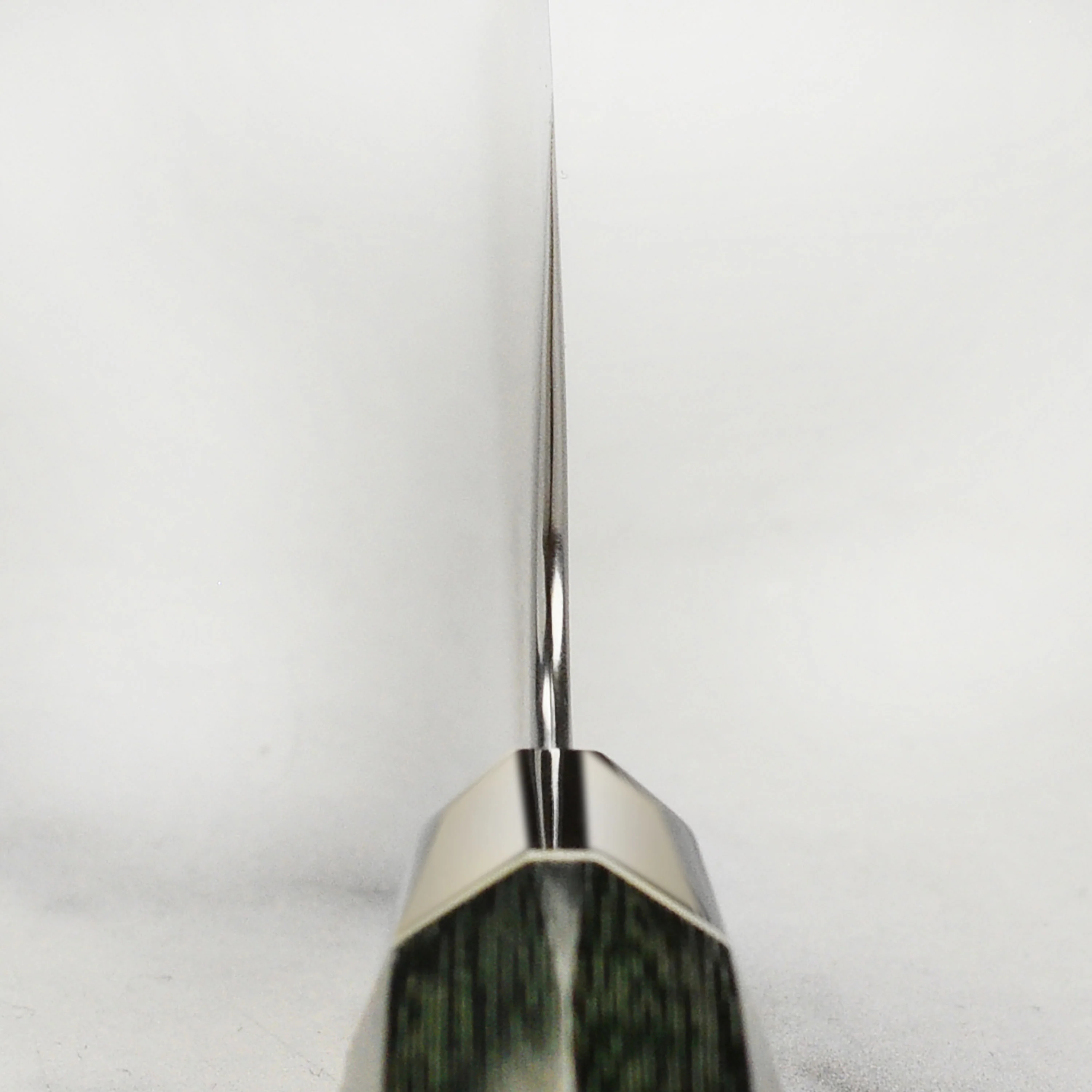 Zanmai Revolution SG2 7" Santoku Knife with Green Micarta Handle - Image 7